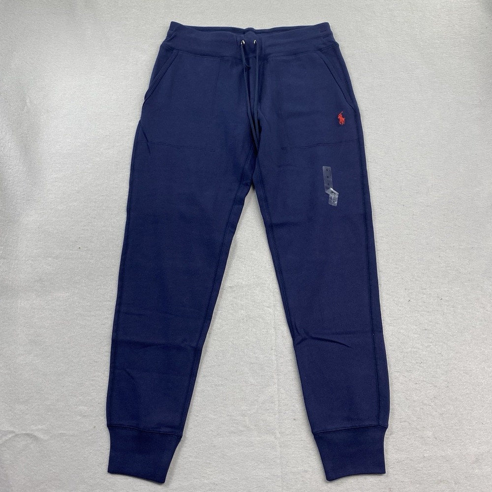 Polo Ralph Lauren Pants Mens Small Navy Joggers Drawstring Pony Fleece Active